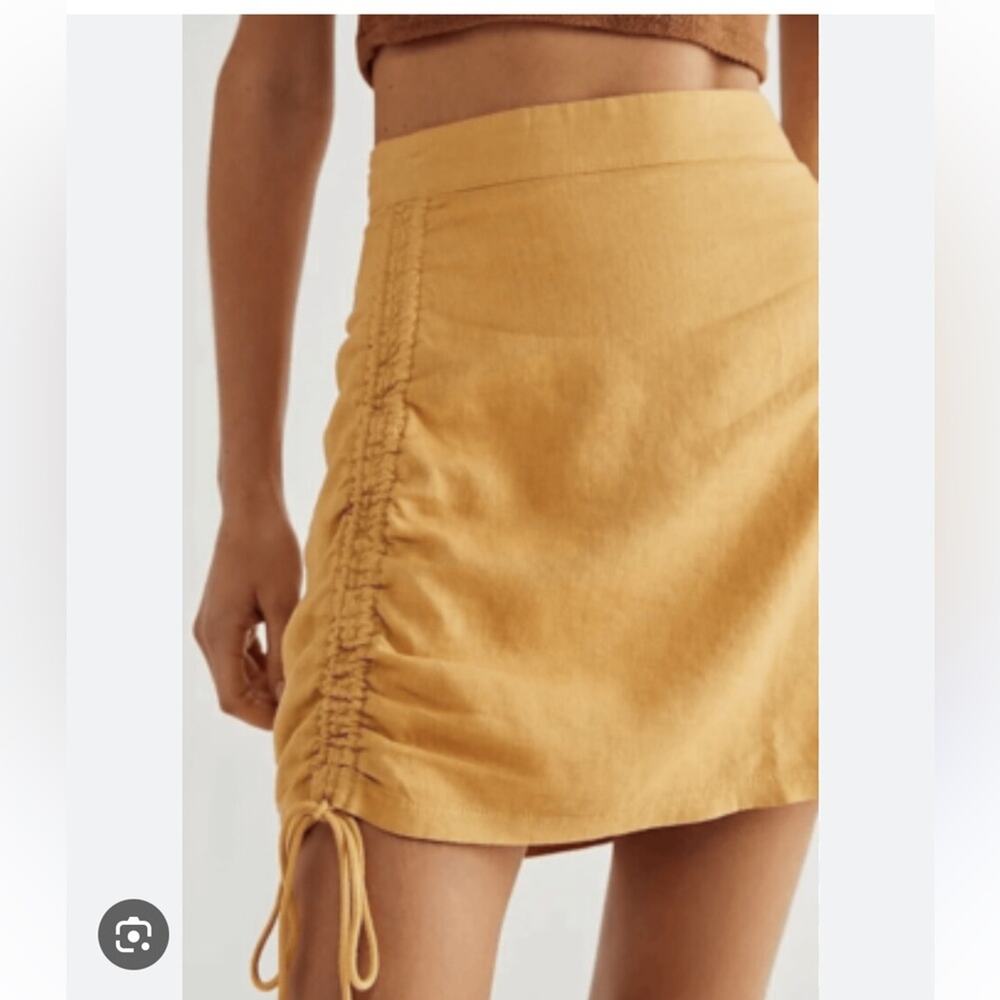 Free People light brown cotton blend ruched side tie Mini Skirt size 4